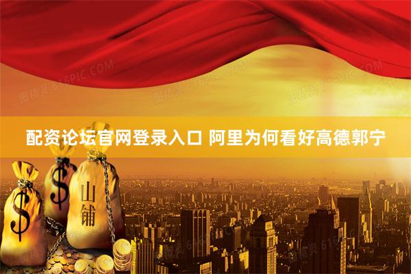 配资论坛官网登录入口 阿里为何看好高德郭宁